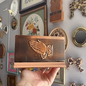 Vtg Coppercraft Guild Praying Hands Copper Napkin/Letter Holder 7" Taunton MA